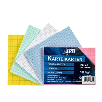 Imagen de TSI 65857 Tarjetas, 100 hojas por ambos lados de cuadrícula, A7
