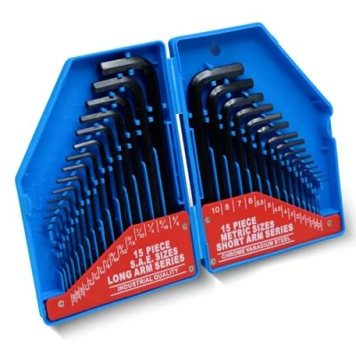 Imagen de CCLIFE Llaves Allen Hexagonales 30 piezas, 0,7mm 10mm &amp; 0,028&#039;&#039; 3/8&#039;&#039; Llave Hex, Cr V HX, con Caja
