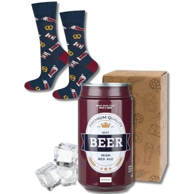 Imagen de soxo Cerveza Calcetines Hombre Divertidos Algodon Regalos Originales Regalo Hombres 40 45 Red Ale2 1 Par