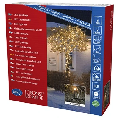 Imagen de Konstsmide 3613 800 Apto para uso en interior 200lámpara(s) Adecuado exteriores Micro LED Negro Iluminación decorativa (200 lámpara(s), LED, Negro, IP44, 10 m, 16 cm)