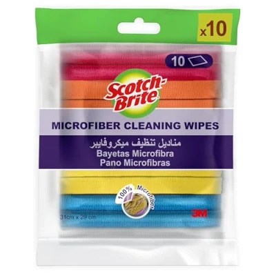 Imagen de Scotch Brite Bayetas de Microfibra Limpieza Básica, Colores Variados, Pack 10