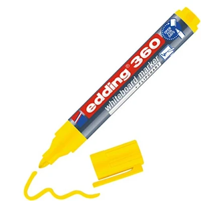 Imagen de edding 360 marcador para pizarras blancas amarillo 1 rotulador punta redonda 1,5 3 mm pizarra blanca, borrado en seco flipchart, tablón de notas