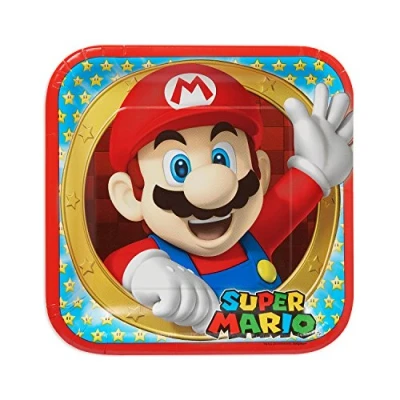 Imagen de Super Mario Bros Plato de Fiesta Cuadrados, 8 Unidades, 23 cm (Amscan 551554)