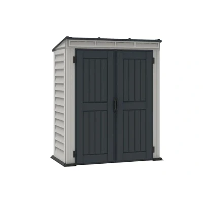 Imagen de Duramax caseta cobertizo jardín YARDMATE PENT PLUS 5x3 Resina PVC color gris claro y oscuro 1.7 x 2.0 0.9 metros incluye suelo