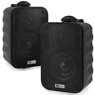 Imagen de Power Dynamics BGO30 Pareja de Altavoces Pared 120 vatios, Altavoz 2 vías para Interiores y Exteriores con Soporte Techo Ideal el hogar, Bares o Jardin, Negro