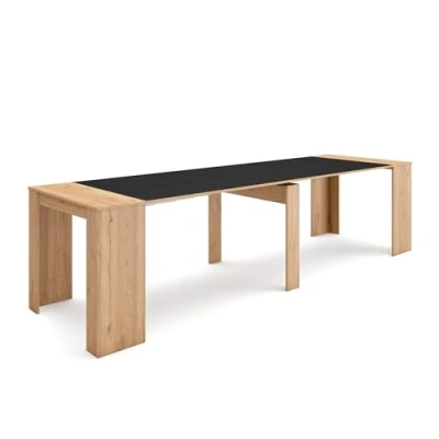 Imagen de Skraut Home Mesa Consola Extensible Comedor Plegable 300 para 14 comensales y Cocina Estilo Moderno Roble Negro