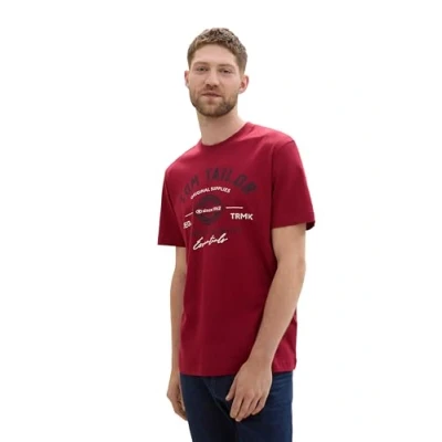 Imagen de TOM Tailor MIT LOGO Camiseta estampada, Hombre, Talla: Large, Deep red