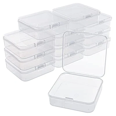Imagen de Belle Vous Pack de 12 Cajas Organizadoras con Tapa Bisagra Caja Almacenaje 6,3 cm x 1,6 Mini Transparente para Cápsulas, Abalorios, Joyas y Manualidades
