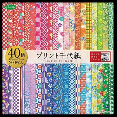 Imagen de papel de origami Juego regalo estampado (Chiyogami) Impresión Chiyogami 40 patrones surtidos 5 hojas cada patrón 200 en total 15 cm x