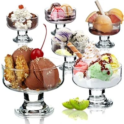 Imagen de KADAX Juego de vasos helado cristal, cuencos postre con pie, hielo, para helados, cócteles, postre, (6, 180 ml)