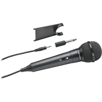 Imagen de Audio Technica ATR1100X Micrófono unidireccional dinámico Vocal/Instrumento Incluye Soporte de Escritorio (Negro)