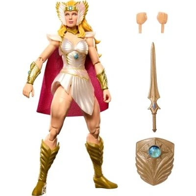 Imagen de Masters of the Universe Masterverse New Etheria She Ra Figura de acción MOTU 17,78cm con 30 puntos articulación, manos intercambiables, capa tela suave, escudo y espada, JBP83