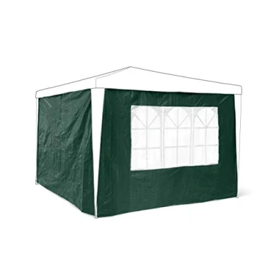 Imagen de Relaxdays 2 paredes laterales para carpas de 3 x m, 190 290 cm, 1 ventana PVC, 100 g PE, p, verde