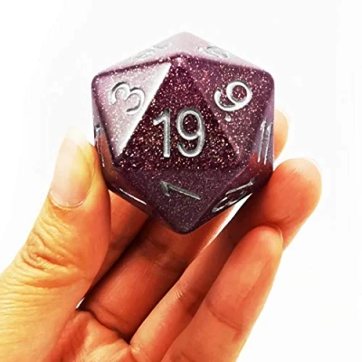 Imagen de Bescon Glitter Jumbo D20 38MM, Big Size 20 Sides Dice Purple, Faces Cube 1.5 Inch