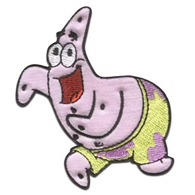 Imagen de Comercial Mercera Bob Esponja Patricio Estrella bordado Parches Termoadhesivos Bordados Aplique Para Ropa, Tamaño: 5 x 7,1 cm