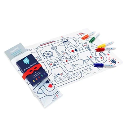 Imagen de SUPER PETIT Juego de mesa para colorear Circuito 5 rotuladores y pulsera incluidos, fácil limpiar, reutilizable, antibacteriano, a partir 3 años