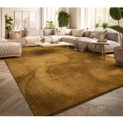 Imagen de TT Home Alfombra Salón Pelo Corto Monocolor Diseño Moderno Lavable, Color: Amarillo Oscuro Mostaza, Tamaño:240x340 cm