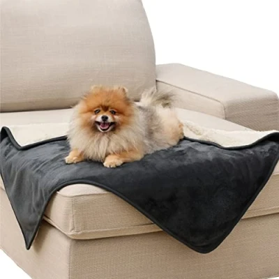 Imagen de Lesure Coperta Impermeabile per Ghiens Grandi Dimensioni Lavabile Cani 100x80 cm, Protezione Divano in Pile Sherpa, Gatti Morbida e Soffice, Nero