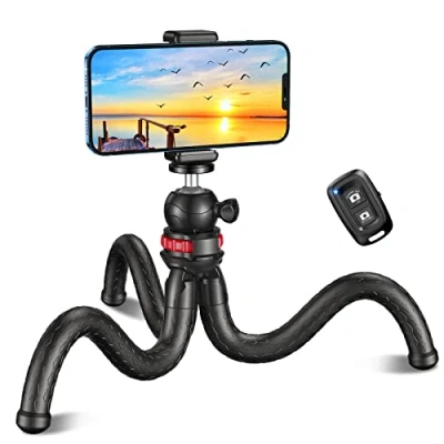 Imagen de CIRYCASE Tripode para Movil, Mini Flexible Palo Selfie Portátil Giro de 360, Trípode Camara con Control Remoto Inalámbrico Movil y Cámara Acción, Ideal Selfies/Grabación Vídeo