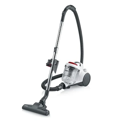 Imagen de Severin Aspiradora ciclónica sin Bolsa, 850 W, 2 litros, 78 dB(A), Filtración HEPA 12, Dimensiones: 24.5 x 72 122 cm, Color Blanco, CY 7106