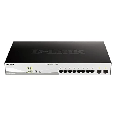 Imagen de D Link DGS 1210 10MP/E Switch PoE 8 Puertos Gigabit y 2 SFP (8X máx. 30W por Puerto hasta un Total 130W máx.), VLAN automática para Video vigilancia telefonía IP Cable de la UE