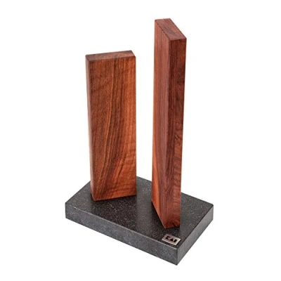 Imagen de KAI Bloque de cuchillos magnético pequeño Stonehenge nogal con base granito Madera premium Espacio para 4 Dimensiones 18 x 10 28 30 cm