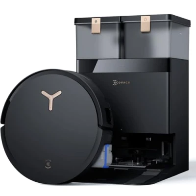 Imagen de ECOVACS DEEBOT X8 Pro Omni Robot Aspirador y Fregasuelos con Base Automàtico, 18000 Pa, Fregona Autolavante Instantánea OZMO Roller, Lavado Agua Caliente 75 ℃, Anade Detergente Automatico, Blanco