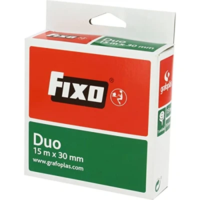 Imagen de Fixo Duo 75600400. Cinta Adhesiva Doble Cara, 30mmx15m, Libre de Ácido y Lignina, Perfecta para Manualidades con Goma EVA Scrapbooking, transparente