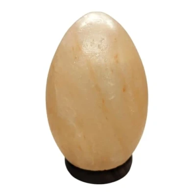 Imagen de AROMASENSES Lámpara de Sal del Himalaya con formas, Base Madera, Cable y Bombilla Natural 100% Hecha a Mano. (HUEVO)