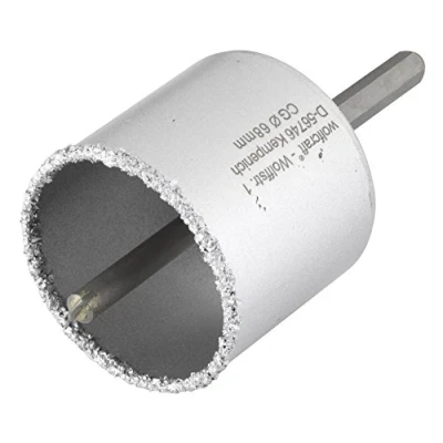 Imagen de wolfcraft Corona de perforación recubierta carburo tungsteno, con adaptador I 3896000 Para instalaciones sanitarias y eléctricas en paredes ladrillo piedra; profundidad corte: 55 mm