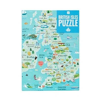 Imagen de Talking Tables Rompecabezas y póster de Las Islas británicas del Mapa Reino Unido Azul 1000 Piezas, Color (PUZZ Map UK)