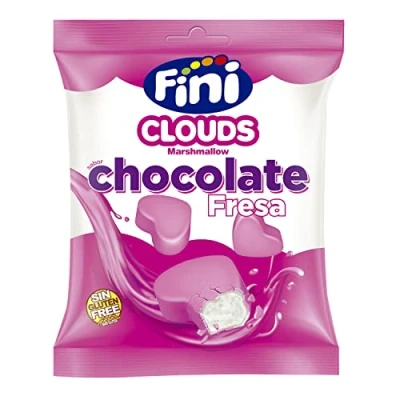 Imagen de Fini Clouds Corazones de Fresa Espumas dulces con Cobertura Confitería Nubes y Golosinas Sin Gluten 80 gr