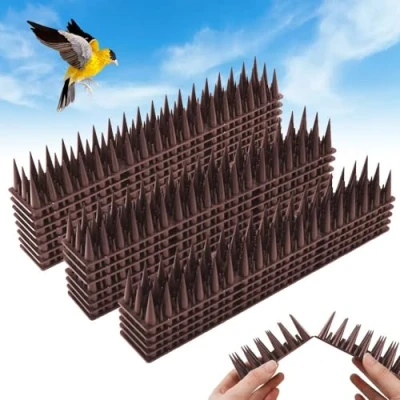 Imagen de QINERSAW 20 Piezas Repelente de Palomas Plástico 6 Metros Marrón Diseño Doble Pin Picos para Gorriones Golondrinas
