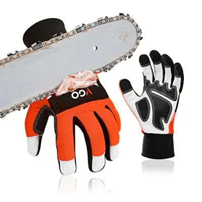 Imagen de Vgo... 1 par de guantes motosierra, protección 12 capas, piel cabra seguridad, mecánicos (GA9810CS)