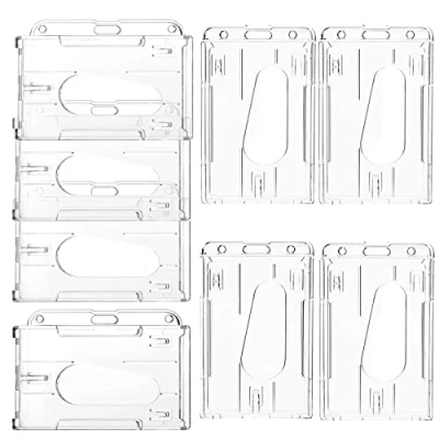 Imagen de Osuter 20PCS Porta Tarjetas Duro Portatarjetas Identificativas Vertical y Horizontal ID Tarjeta Transparente para Oficinas Exposiciones