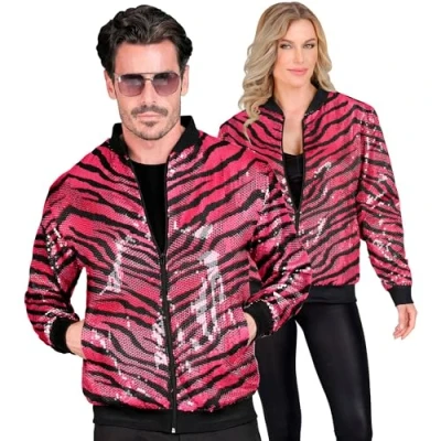 Imagen de WIDMANN MILANO PARTY FASHION chaqueta de fiesta, lentejuelas, chaleco, traje Disco Fever, Animal Print