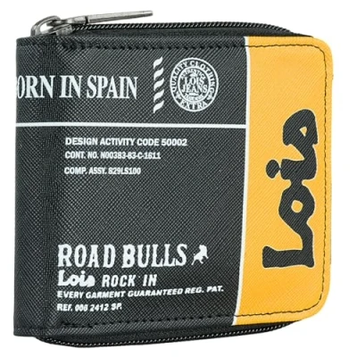 Imagen de Lois Carteras para Hombre Joven Cartera Pequeña con Monedero Chico Joven.Carteras Billeteras Tarjetero protección RFID, Negro