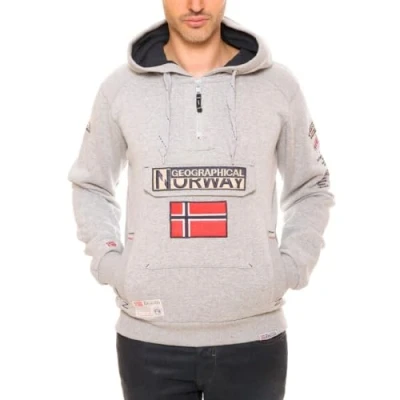 Imagen de Geographical Norway GYMCLASS Men Sudadera De Bolsillo Canguro para Hombre con Logo Capucha Manga Larga Sport Regulier (Gris Claro S)