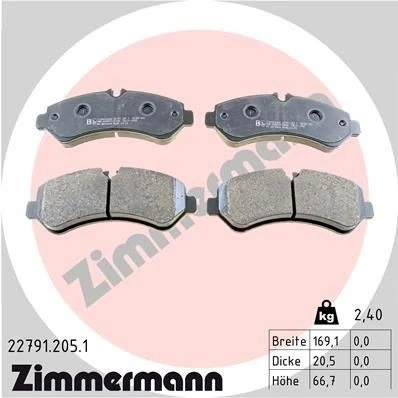 Imagen de ZIMMERMANN 22791.205.1 Juego de pastillas freno preparado para indicador desgaste Foto correspondiente a la entrega