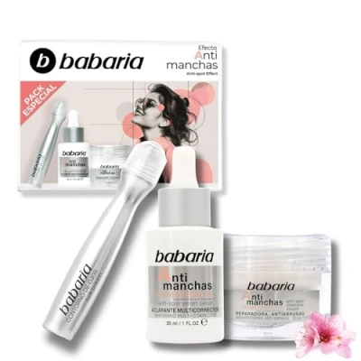 Imagen de Babaria Pack Regalo Mujer antimanchas Conrotno de Ojos, Serum facial y Crema Antiedad Hidrata, Repara Reduce Manchas, Bolsas Arrugas