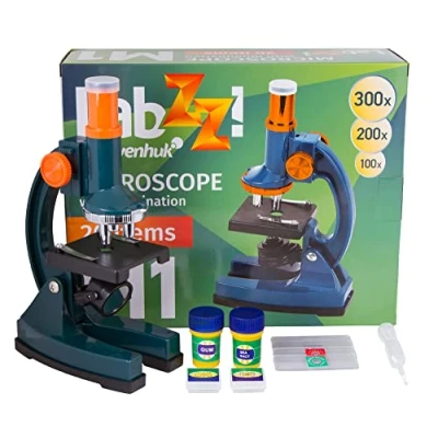 Imagen de Levenhuk LabZZ M1 Microscopio Educativo de Nivel Básico para Niños e Principiantes en Ciencias con Soporte Giratorio, Kit Stem, Muestras Preparadas y Herramientas Útiles