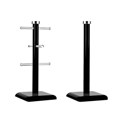Imagen de Royal Cuisine Juego de 6 Tazas soporte para árbol y rollo lineal cocina/soporte toallas papel acero inoxidable té café Accesorios almacenamiento cocina (negro)