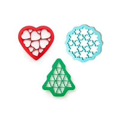 Imagen de Lékué Set 3 plantillas cookies Navidad, cortadores de galletas navideñas, Corazón, Abeto y Copos Nieve, multicolor