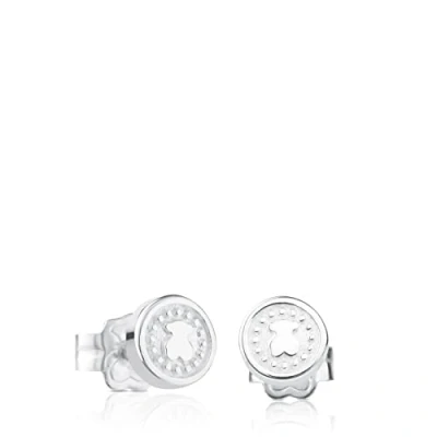 Imagen de TOUS Pendientes de Plata Primera Ley para Mujer con Cierre a Presión y Motivo 0,6cm, Sencillez Elegancia, Colección Aura