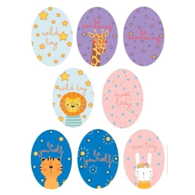 Imagen de 8 parches rodillera infantil serigrafiados para planchar en la ropa. Aplicaciones termoadhesivas reparar y decorar pantalones, chaquetas, jerseys, mochilas, batas, etc. (Animals)