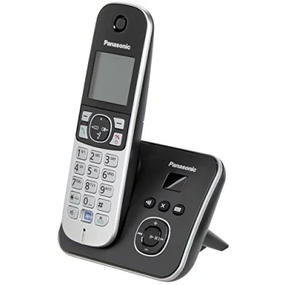 Imagen de Panasonic KX TG6821GB Teléfono Fijo Digital (inalámbrico, Pantalla LCD, identificador de Llamadas), Negro y Plateado [versión importada]
