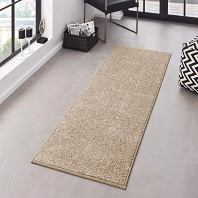 Imagen de HANSE Home Diseño Camino de Terciopelo Uni Colores kräusel Pure, Polipropileno, Color Gris, Crema, 80 x 200 1.3 cm