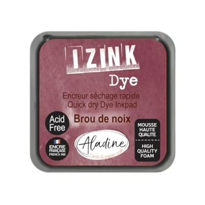 Imagen de Aladine Izink Dye Tinta de Secado rápido para Sellos y Plantillas Álbum Recortes Tarjetas Creativas Francesa Tamaño M 5 x cm Color marrón nogalina