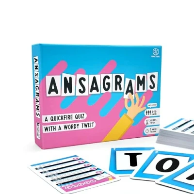Imagen de Format Games Juego de Cartas Ansagrams Trivia un cuestionario Fuego rápido con Toque Palabras 3 Jugadores + A Partir 12 años 500 Preguntas 30 Minutos