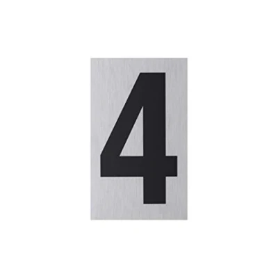 Imagen de Metafranc placa adhesiva &quot;4&quot; 100 x 60 mm de aluminio En moderno aspecto acero inoxidable Parte trasera autoadhesiva, señalización, informativa, marca comercial / 507330